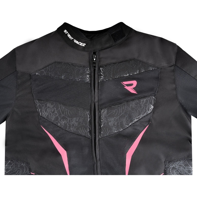 Giacca da moto Street Racer Rose Air nera e rosa da donna