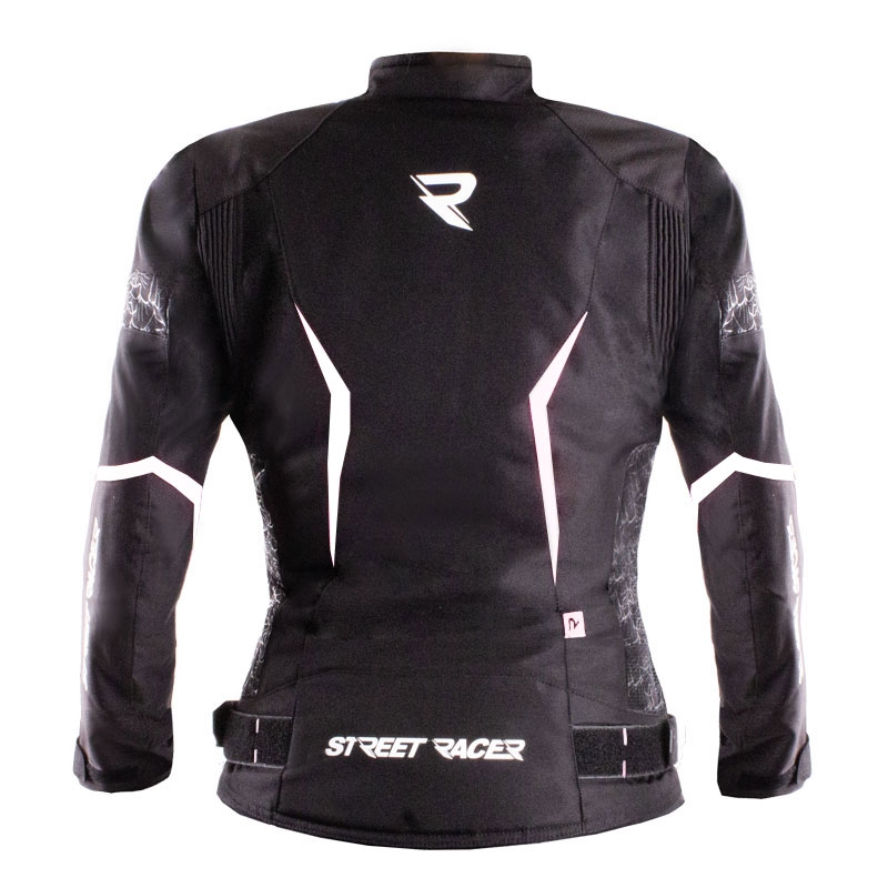 Giacca da moto Street Racer Rose Air bianca e nera da donna