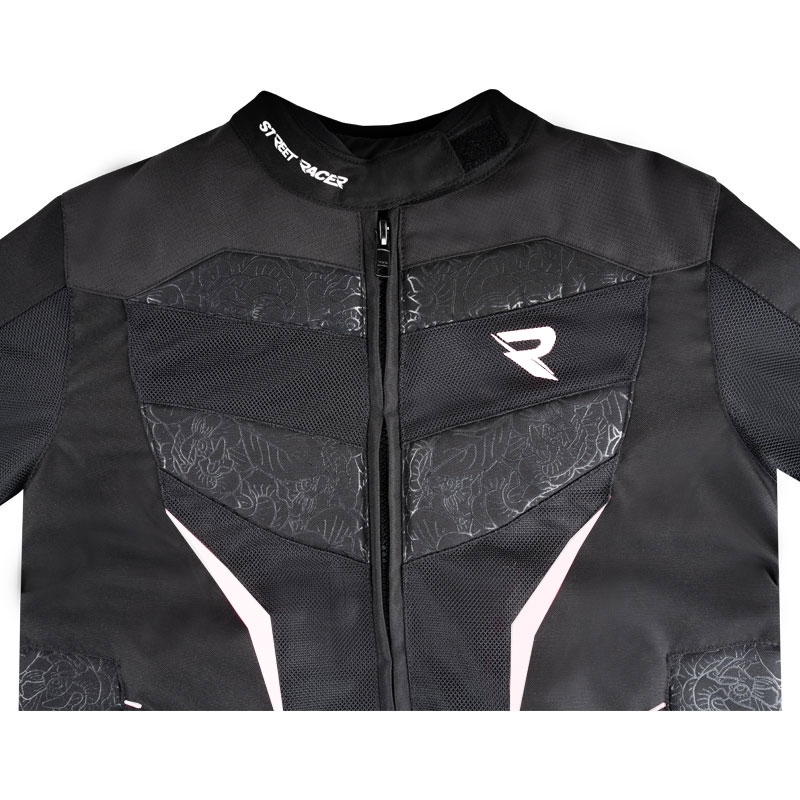 Giacca da moto Street Racer Rose Air bianca e nera da donna