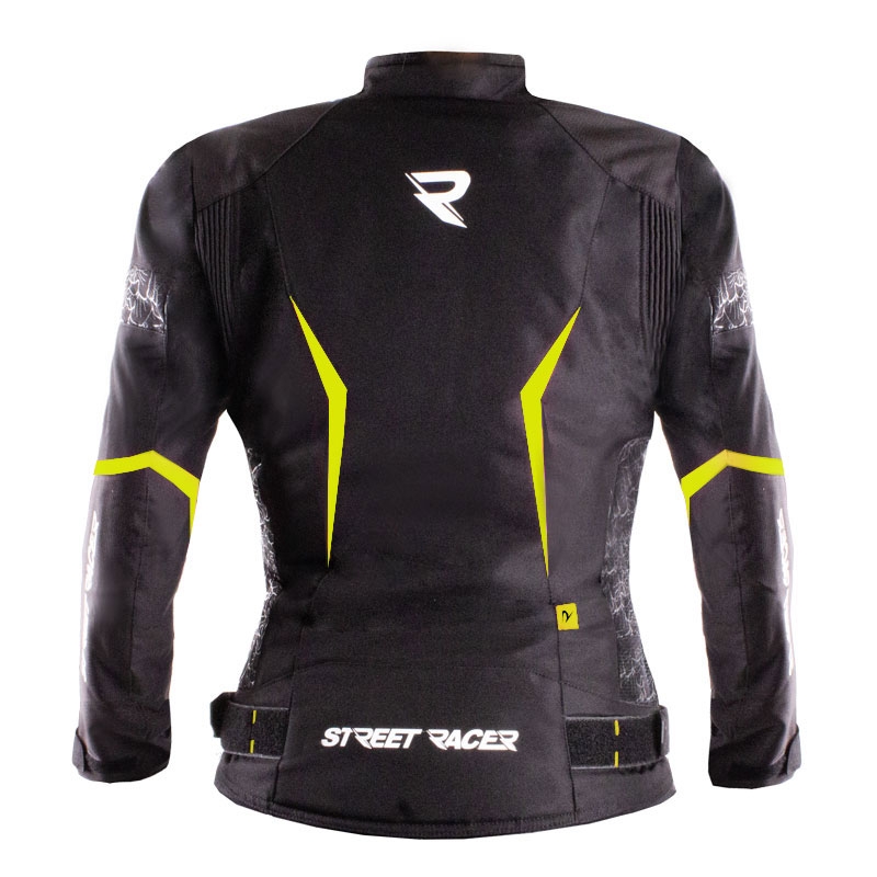 Giacca moto donna Street Racer Rose Air nero-giallo fluo