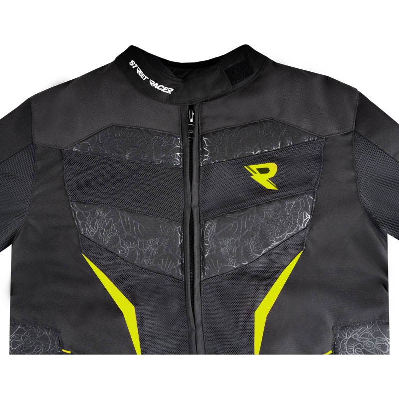 Giacca moto donna Street Racer Rose Air nero-giallo fluo