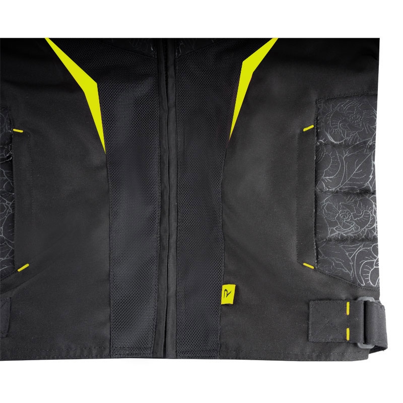 Giacca moto donna Street Racer Rose Air nero-giallo fluo