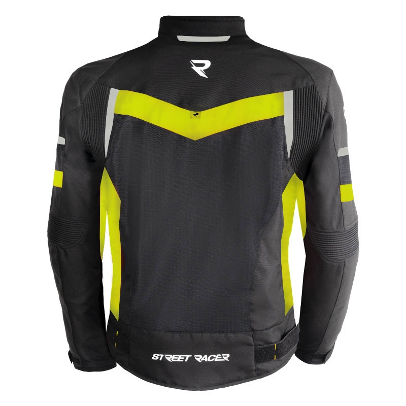 Giacca da moto Street Racer Evans Air nera-giallo fluo