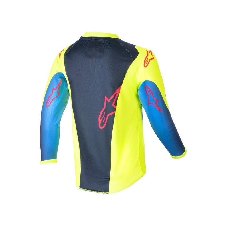 Maglia da motocross da bambino Alpinestars Racer Hoen 2024 giallo fluo-blu scuro