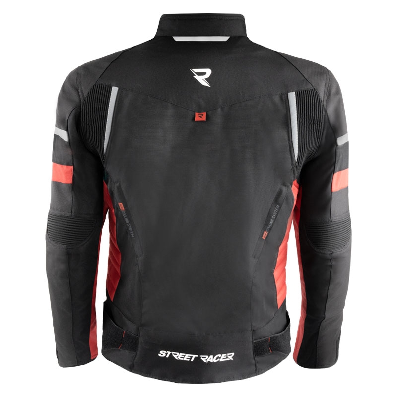Giacca da motociclista Street Racer Evans nera-rossa