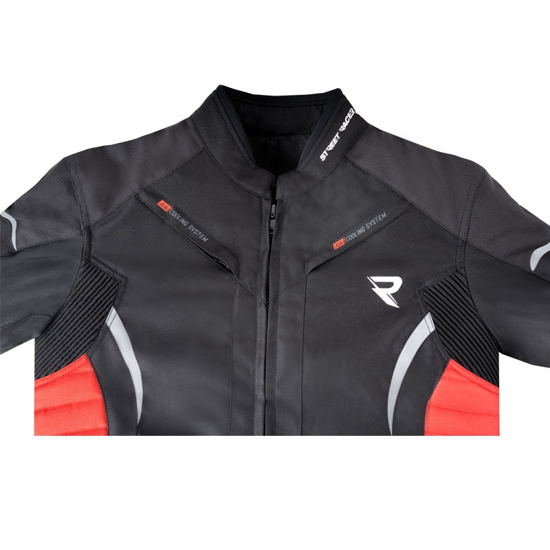 Giacca da motociclista Street Racer Evans nera-rossa