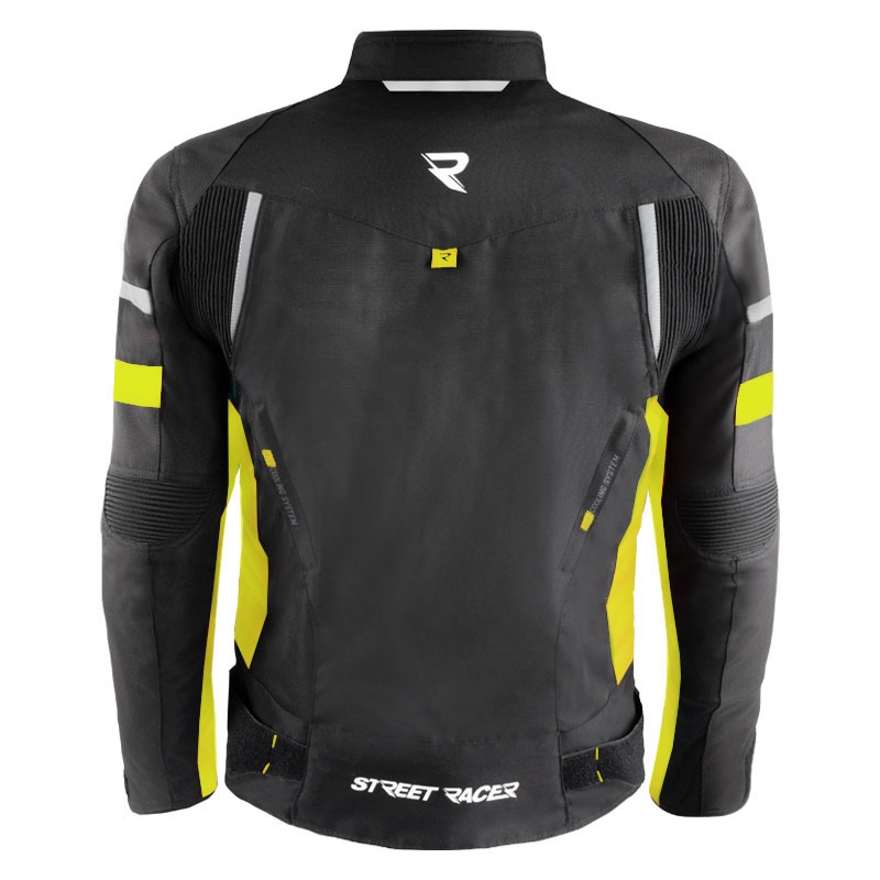 Giacca da moto Street Racer Evans nero-giallo fluo