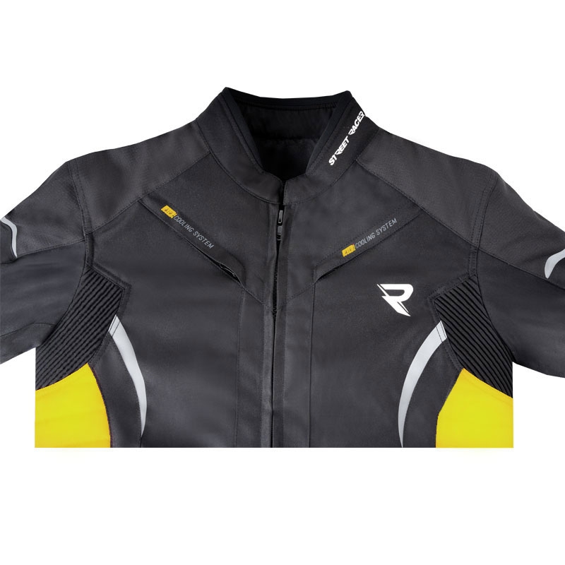 Giacca da moto Street Racer Evans nero-giallo fluo