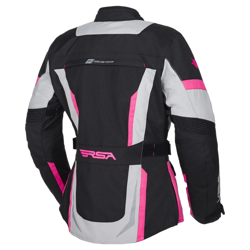 Giacca da moto da donna RSA EXO 2 nera-grigia-rosa