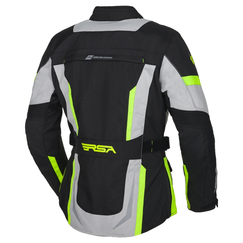 Giacca da moto da donna RSA EXO 2 nero-grigio-giallo fluo