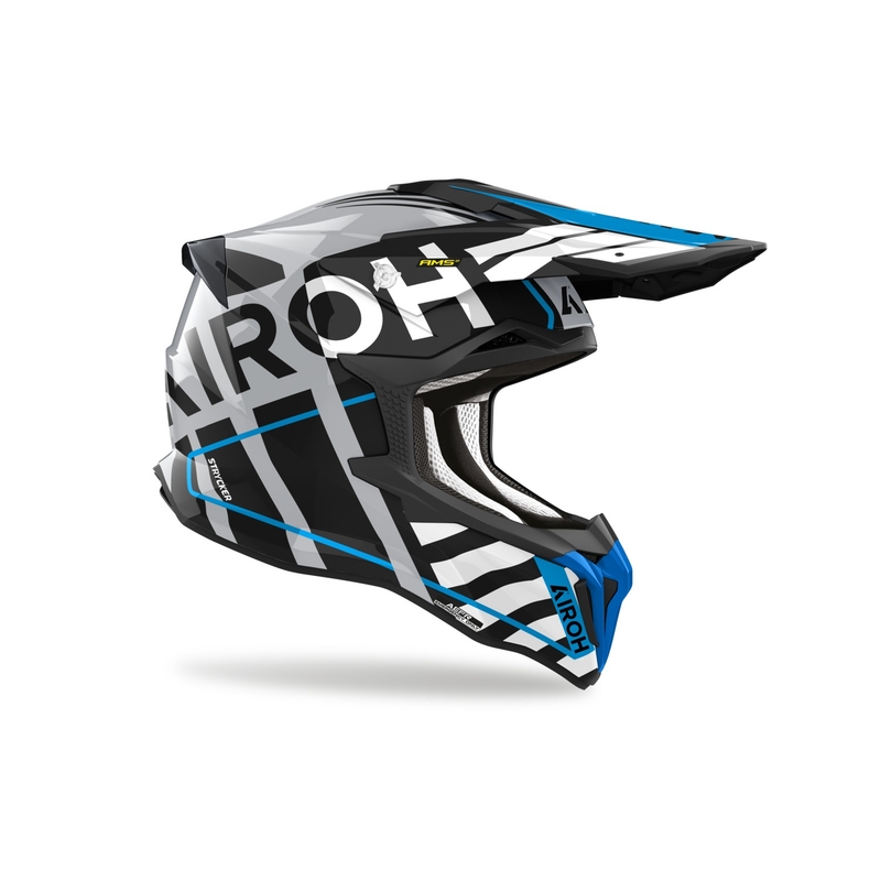 Casco motocross Airoh Strycker Brave 2024 blu-grigio lucido Saldi