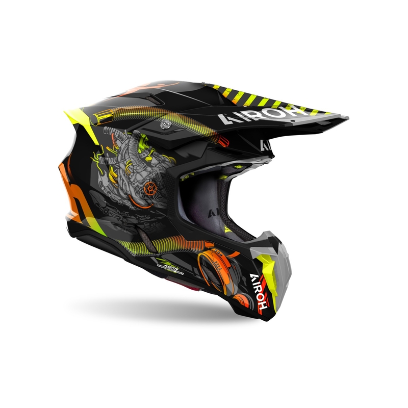 Casco da motocross Airoh Twist 3 Toxic nero-arancione