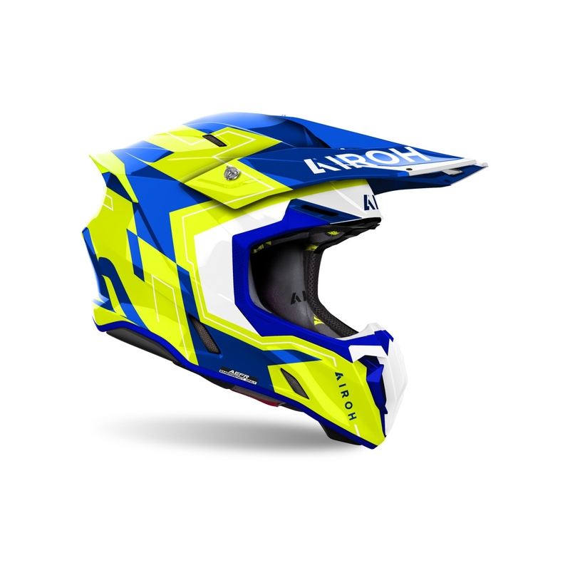 Casco motocross Airoh Twist 3 Dizzy blu-giallo lucido