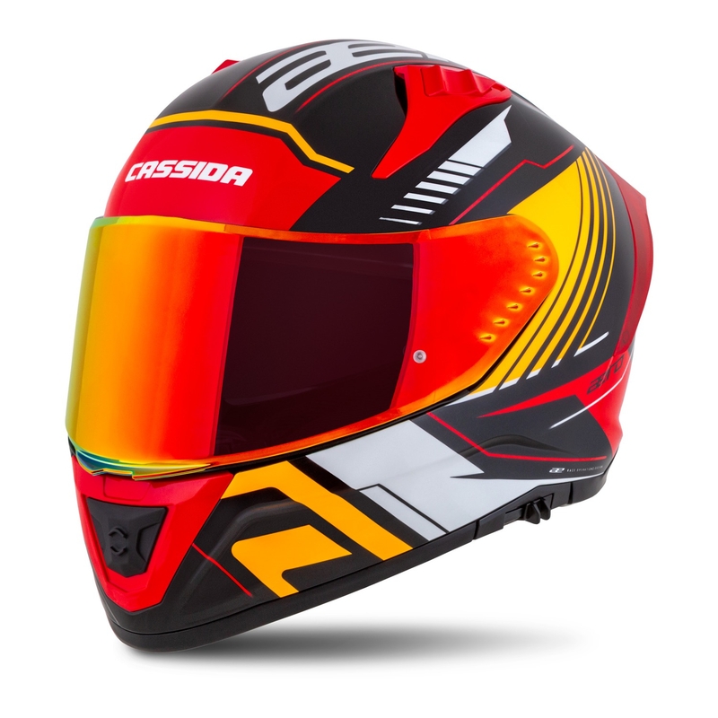 Casco moto integrale Cassida Aero Drome perla nero-arancio-rosso-bianco