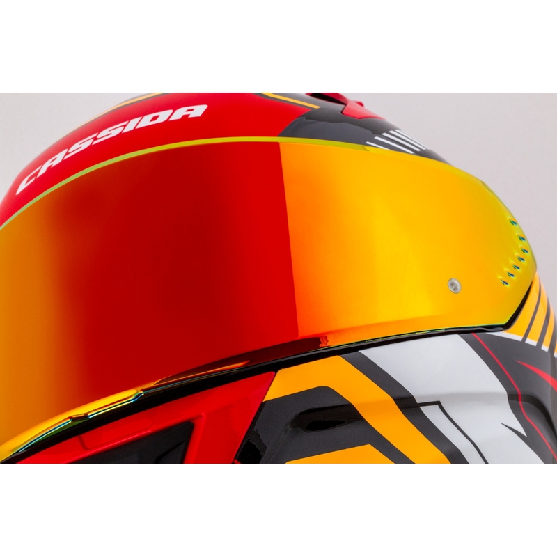 Casco moto integrale Cassida Aero Drome perla nero-arancio-rosso-bianco