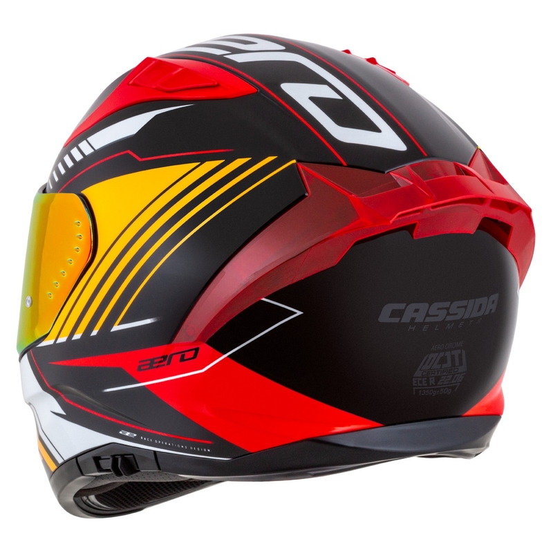 Casco moto integrale Cassida Aero Drome perla nero-arancio-rosso-bianco