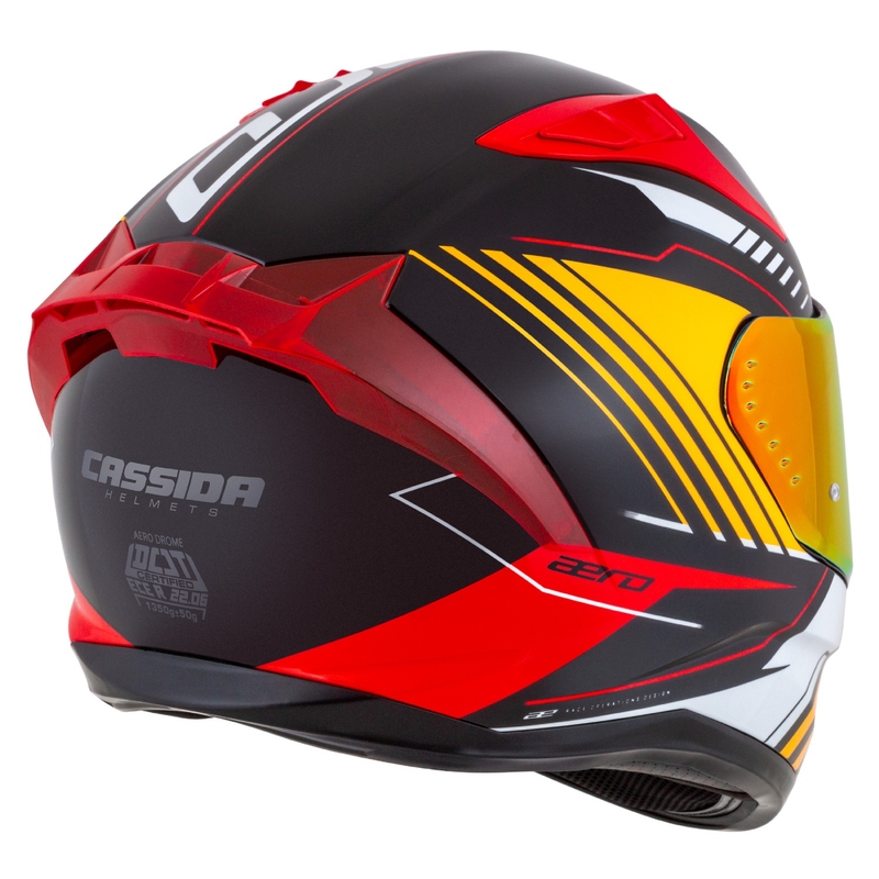 Casco moto integrale Cassida Aero Drome perla nero-arancio-rosso-bianco
