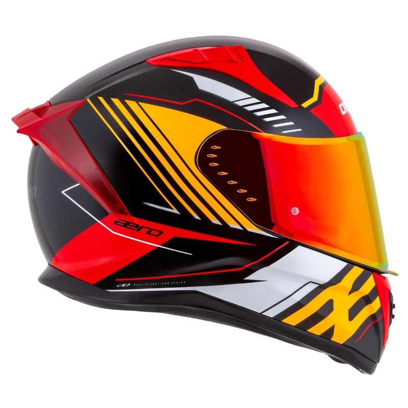 Casco moto integrale Cassida Aero Drome perla nero-arancio-rosso-bianco
