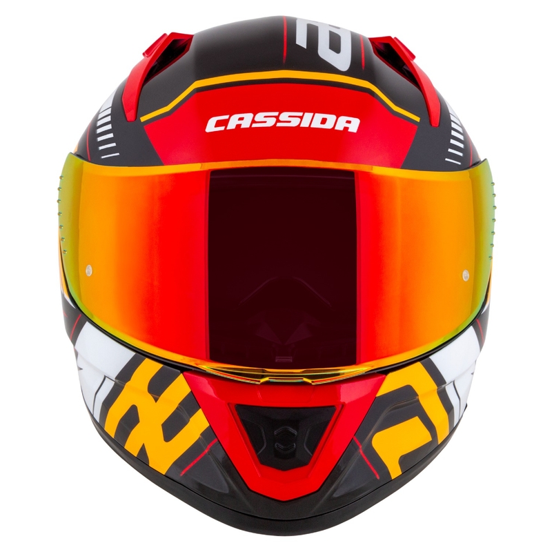 Casco moto integrale Cassida Aero Drome perla nero-arancio-rosso-bianco
