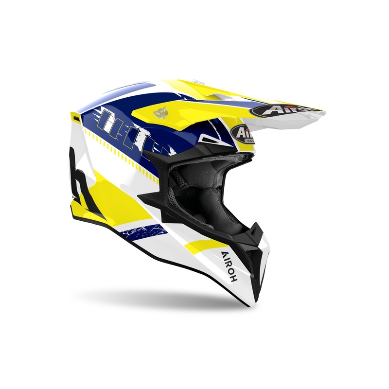 Casco motocross Airoh Wraaap Feel giallo-blu lucido