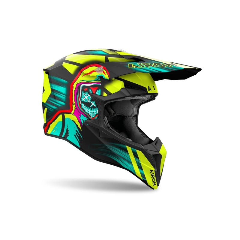 Casco da motocross Airoh Wraaap Cyber giallo opaco