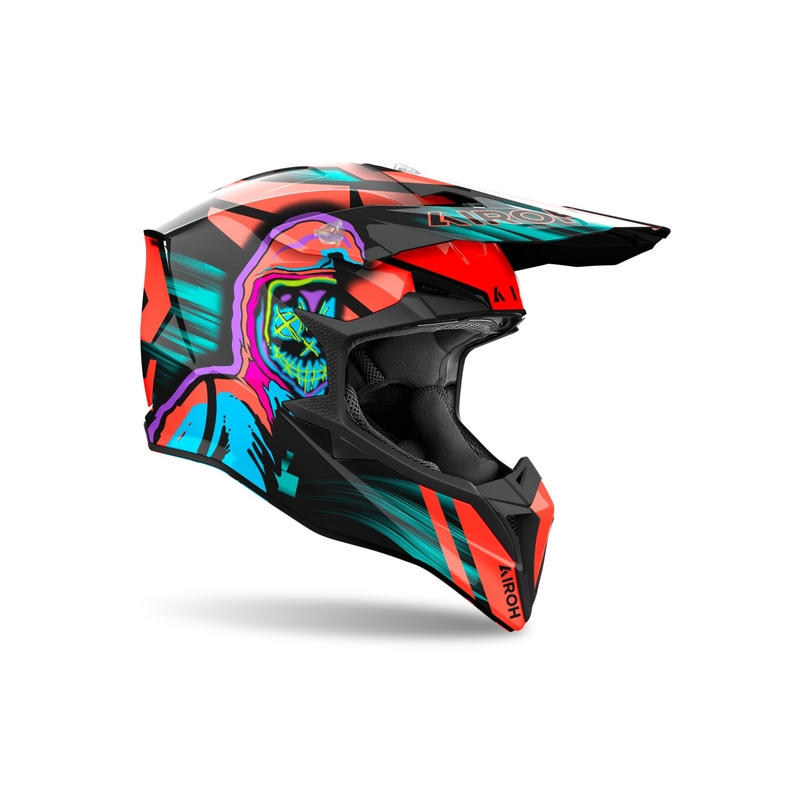 Casco da motocross Airoh Wraaap Cyber arancione lucido
