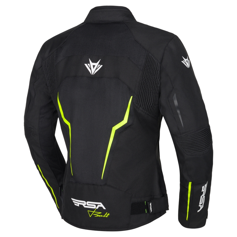 Giacca da moto RSA Bolt nero-bianco-giallo fluo da donna