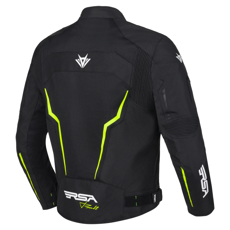 Giacca da moto RSA Bolt nero-bianco-giallo fluo