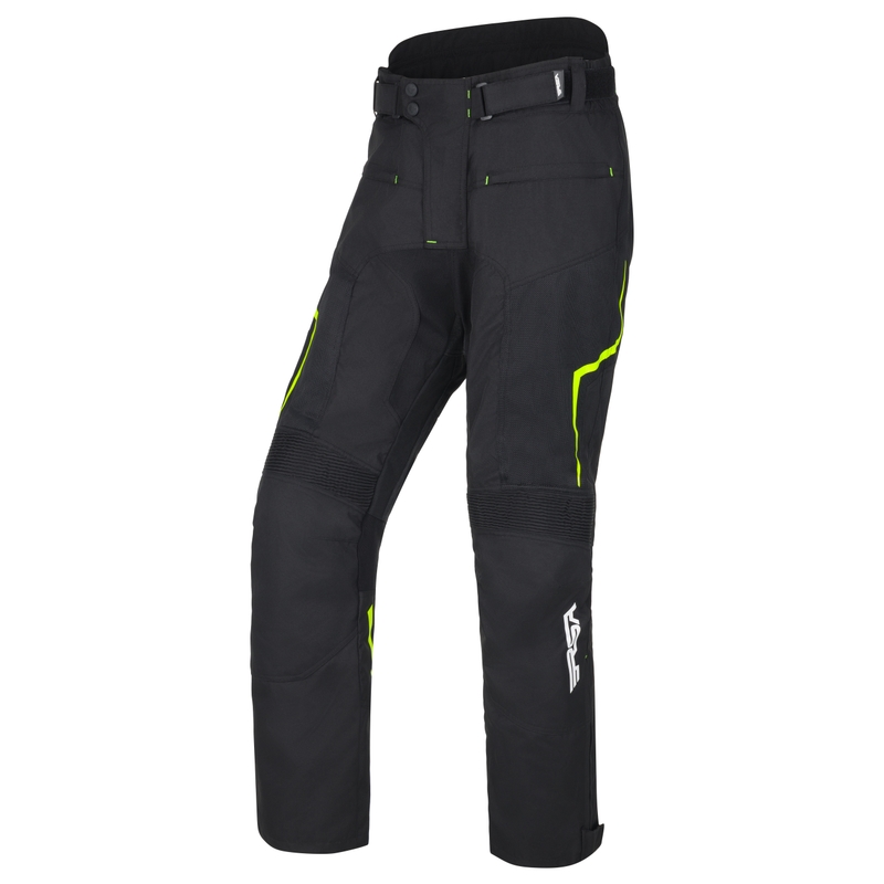 Pantaloni moto RSA Bolt nero-bianco-giallo fluo