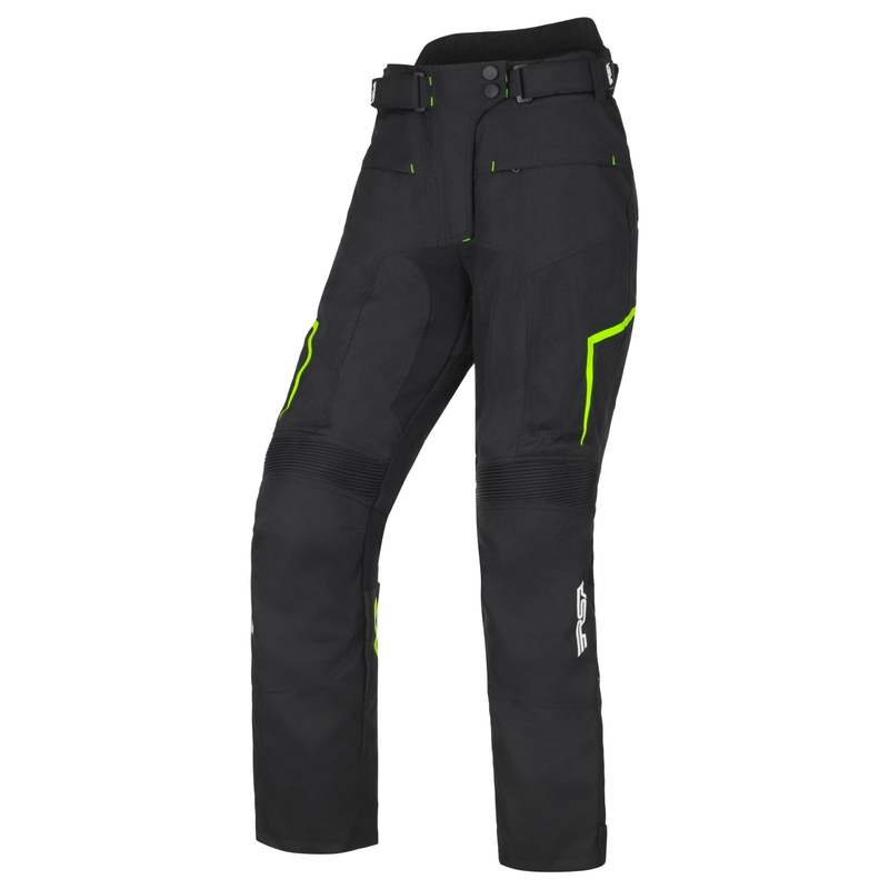 Pantaloni da moto da donna RSA Bolt Nero-Bianco-Giallo Fluo