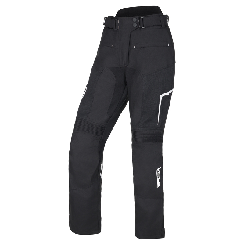 Pantaloni da moto RSA Bolt bianco e nero da donna