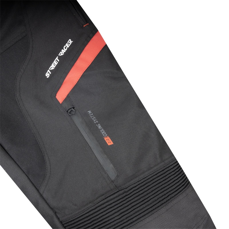 Pantaloni da moto Street Racer Vix neri e rossi