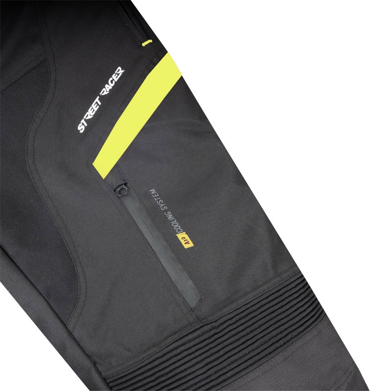 Pantaloni moto Street Racer Vix nero-giallo fluo da donna