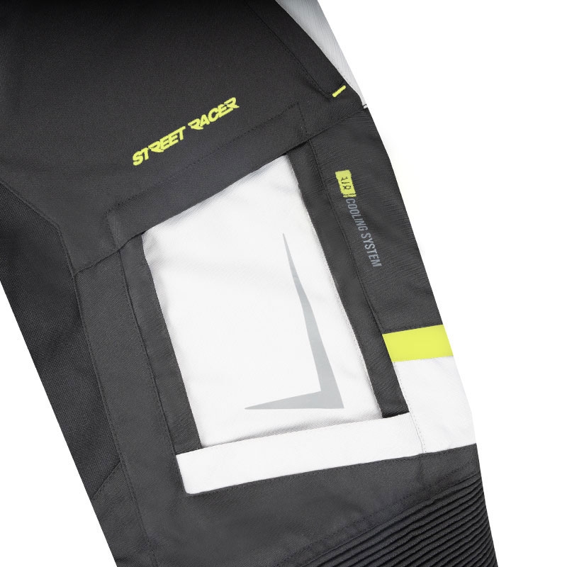 Pantaloni moto donna Street Racer Hilax nero-grigio-giallo fluo