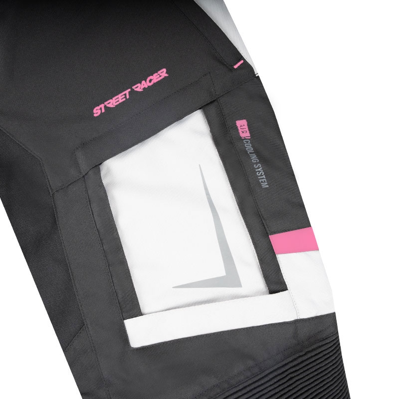 Pantaloni da moto Street Racer Hilax donna nero-grigio-rosa