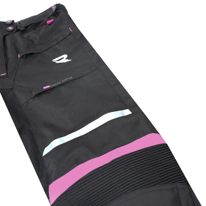 Pantaloni da moto Street Racer Betty II neri e rosa da donna