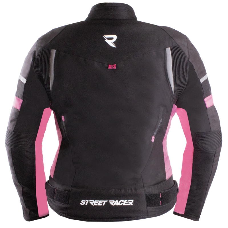 Giacca da moto da donna Street Racer Betty II Air nero-rosa
