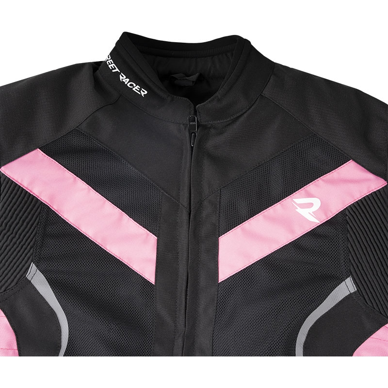 Giacca da moto da donna Street Racer Betty II Air nero-rosa