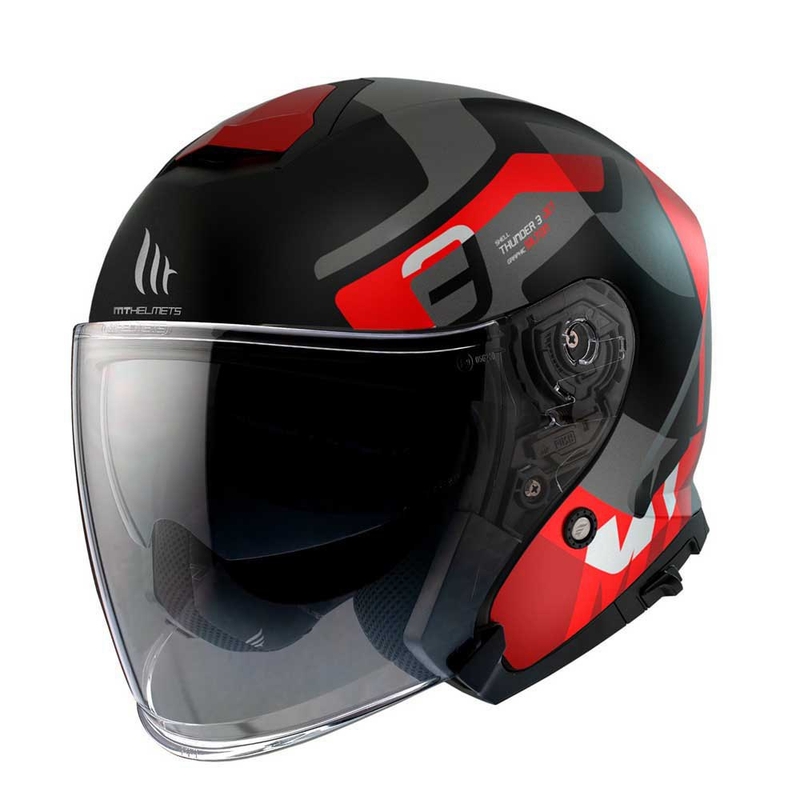 Casco Moto MT Thunder 3 SV Jet Silton B5 Open Nero-Grigio-Rosso Saldi