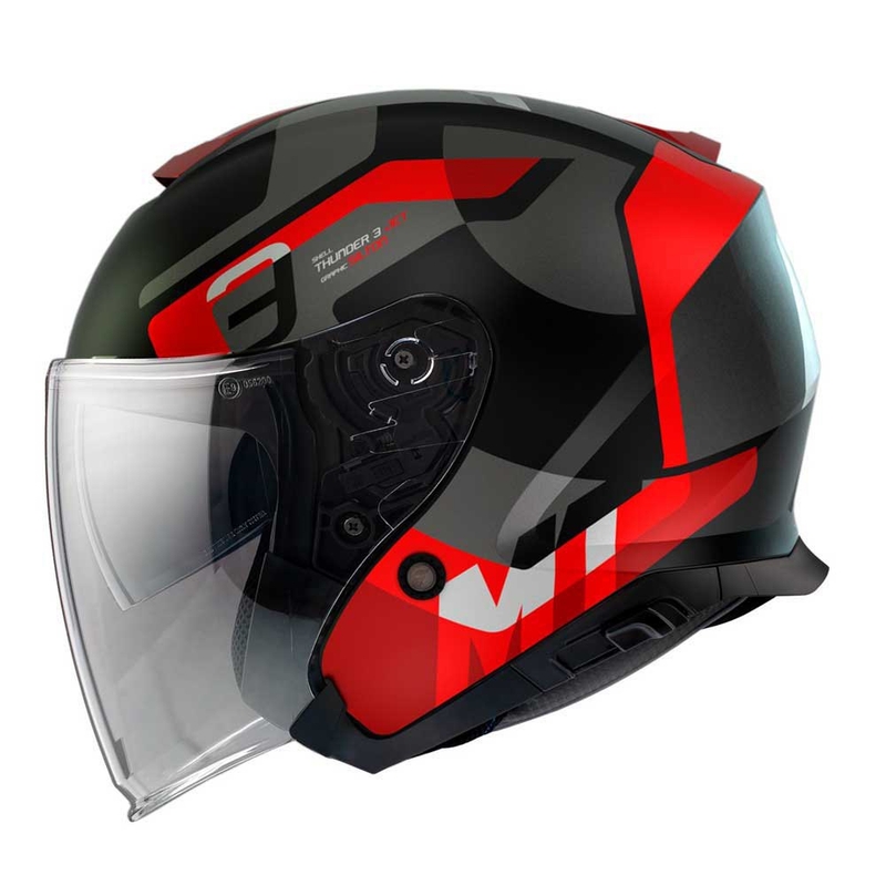 Casco Moto MT Thunder 3 SV Jet Silton B5 Open Nero-Grigio-Rosso Saldi
