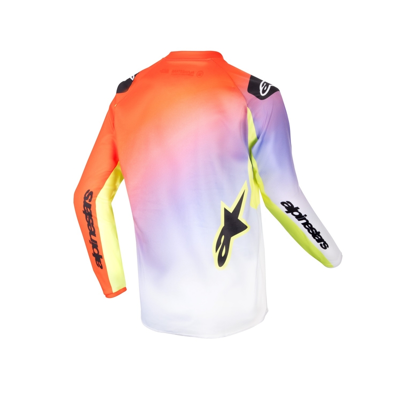 Maglia da motocross da bambino Alpinestars Racer Lucent 2024 bianco-nero-giallo fluo