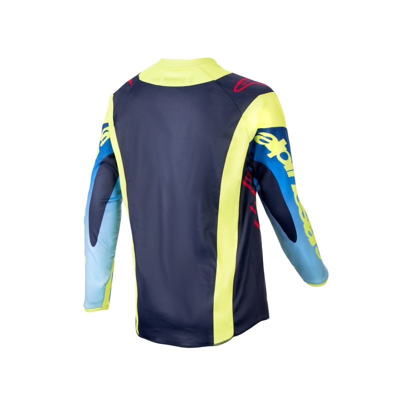 Maglia da motocross da bambino Alpinestars Racer Hoen 2024 giallo fluo-blu-rosso