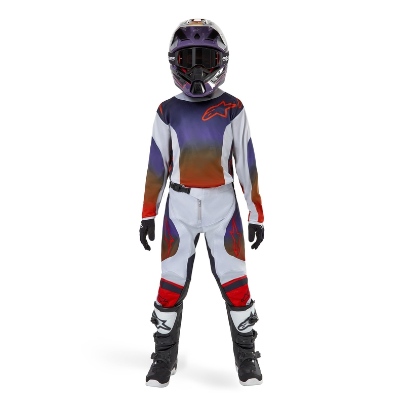 Maglia da motocross da bambino Alpinestars Racer Hoen 2024 grigio-blu-arancio