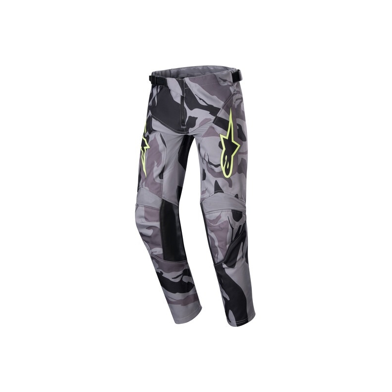 Alpinestars Racer Tactical 2024 Pantaloni da motocross per bambini grigio camo-giallo fluo-nero