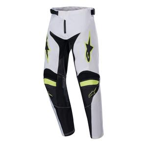 Pantaloni da motocross per bambini Alpinestars Racer Lucent Bianco-Nero-Giallo Fluo