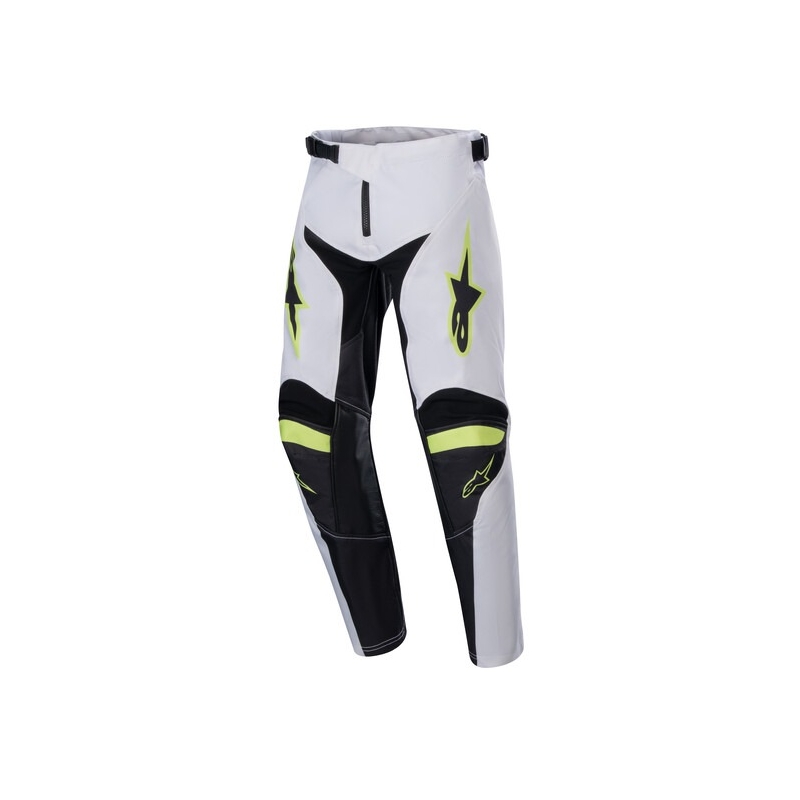 Pantaloni da motocross per bambini Alpinestars Racer Lucent Bianco-Nero-Giallo Fluo