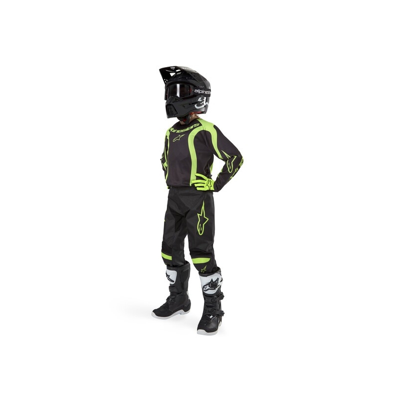 Alpinestars Racer Lurv 2024 Bambini Pantaloni da motocross Nero e Giallo Fluo