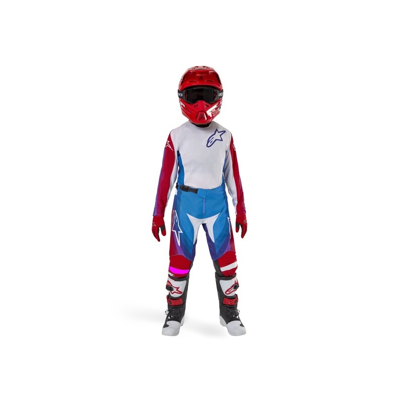 Alpinestars Racer Pneuma 2024 Bambini Pantaloni Motocross Bianco-Blu-Rosso