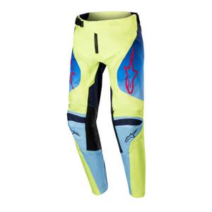 Pantaloni da motocross per bambini Alpinestars Racer Hoen giallo fluo-blu-rosso