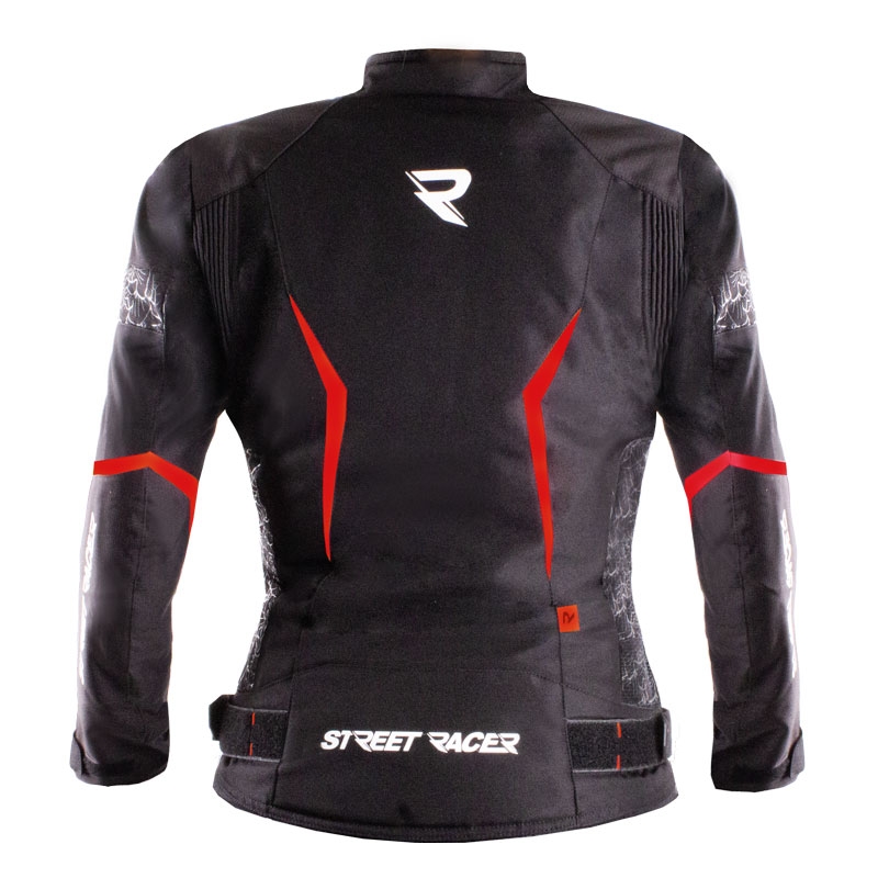 Giacca da moto donna Street Racer Rose Air nera e rossa